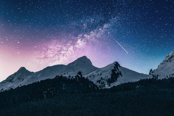 Night sky over mountains